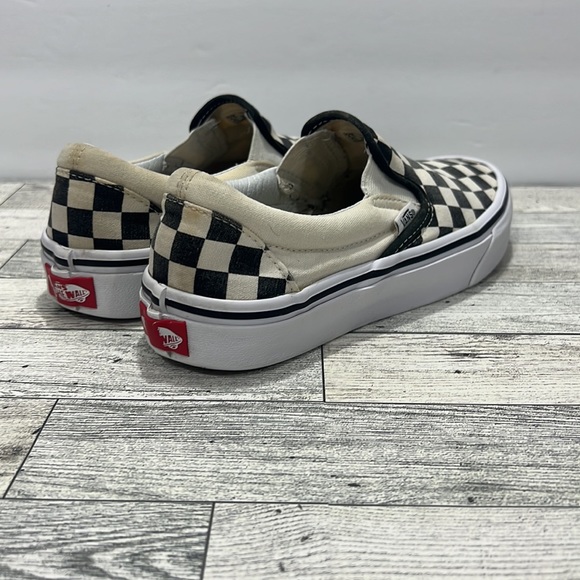 Vans Classic Unisex Size 4.5 US Slip On Checkerboard Canvas White Black Shoes - Picture 3 of 16